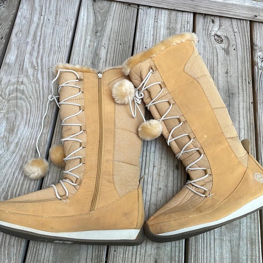 Timberland Girls Nordic Groove Tall Winter Boots Wheat Suede Leather Size J7